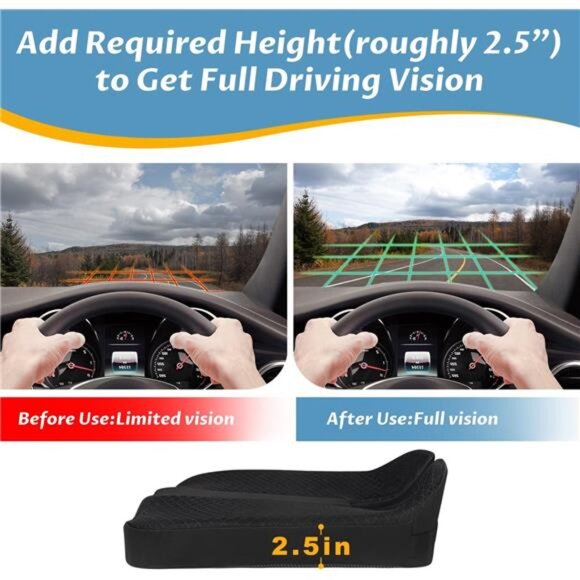 Car Seat Cushion Memory Foam Tailbone Pain Relief Truck Driver Seat Pillow - Picture 2 of 7